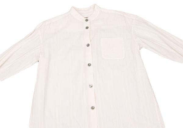 ROMEO GIGLI Cotton Striped Mao Collar Blouse White Shirt Size 9T