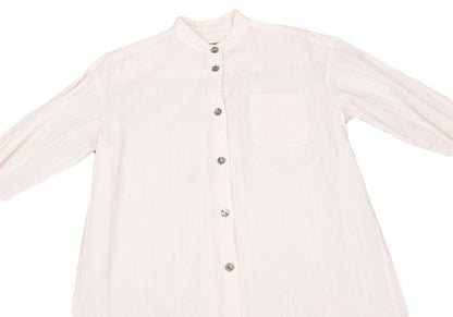 ROMEO GIGLI Cotton Striped Mao Collar Blouse White Shirt Size 9T