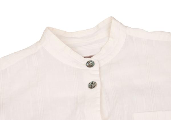 ROMEO GIGLI Cotton Striped Mao Collar Blouse White Shirt Size 9T
