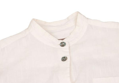 ROMEO GIGLI Cotton Striped Mao Collar Blouse White Shirt Size 9T