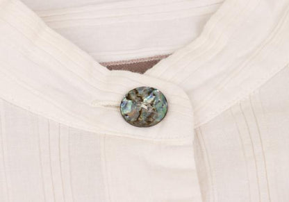 ROMEO GIGLI Cotton Striped Mao Collar Blouse White Shirt Size 9T