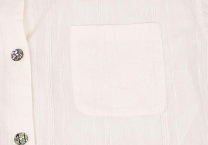 ROMEO GIGLI Cotton Striped Mao Collar Blouse White Shirt Size 9T