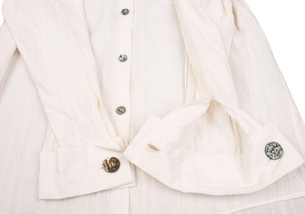 ROMEO GIGLI Cotton Striped Mao Collar Blouse White Shirt Size 9T