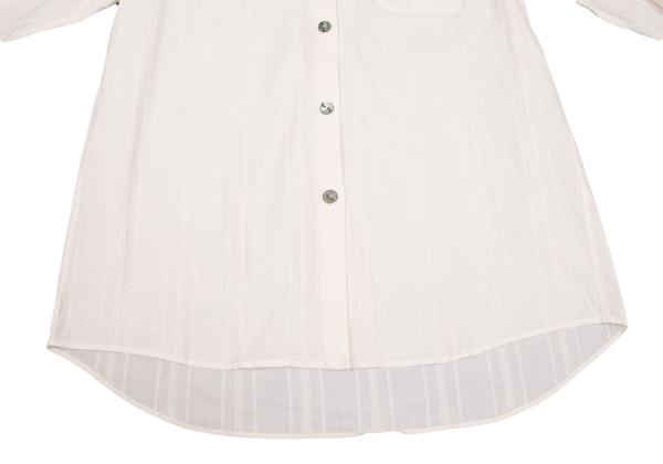ROMEO GIGLI Cotton Striped Mao Collar Blouse White Shirt Size 9T