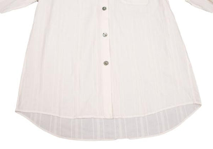 ROMEO GIGLI Cotton Striped Mao Collar Blouse White Shirt Size 9T