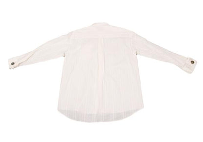 ROMEO GIGLI Cotton Striped Mao Collar Blouse White Shirt Size 9T