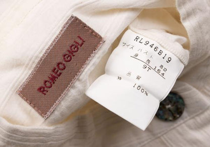 ROMEO GIGLI Cotton Striped Mao Collar Blouse White Shirt Size 9T