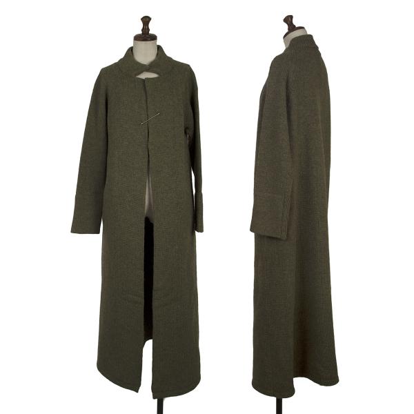 Y's Wool Knit Pin Fastened Coat Khaki Size 3