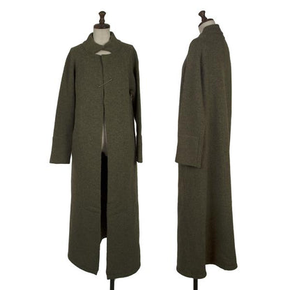 Y's Wool Knit Pin Fastened Coat Khaki Size 3