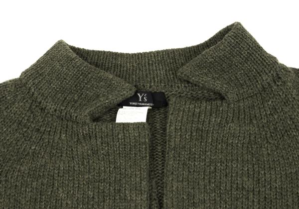 Y's Wool Knit Pin Fastened Coat Khaki Size 3