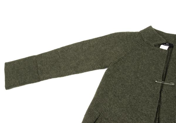 Y's Wool Knit Pin Fastened Coat Khaki Size 3