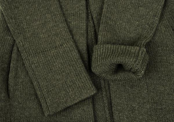 Y's Wool Knit Pin Fastened Coat Khaki Size 3