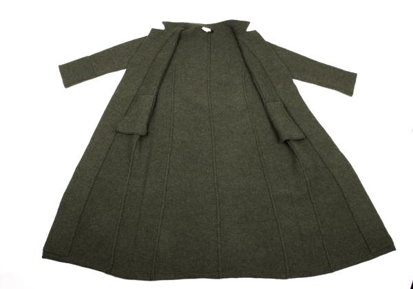 Y's Wool Knit Pin Fastened Coat Khaki Size 3