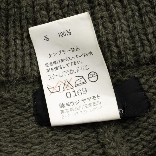 Y's Wool Knit Pin Fastened Coat Khaki Size 3
