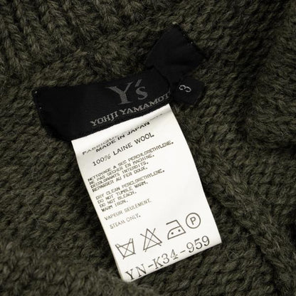 Y's Wool Knit Pin Fastened Coat Khaki Size 3