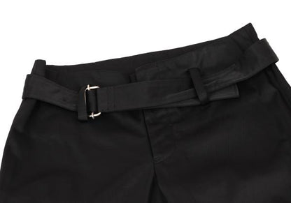 Yohji Yamamoto NOIR Nylon Cotton Belted Pants Black Size 2