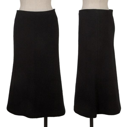 Yohji Yamamoto NOIR Wool Rib Knit Midi Skirt Black Size 2