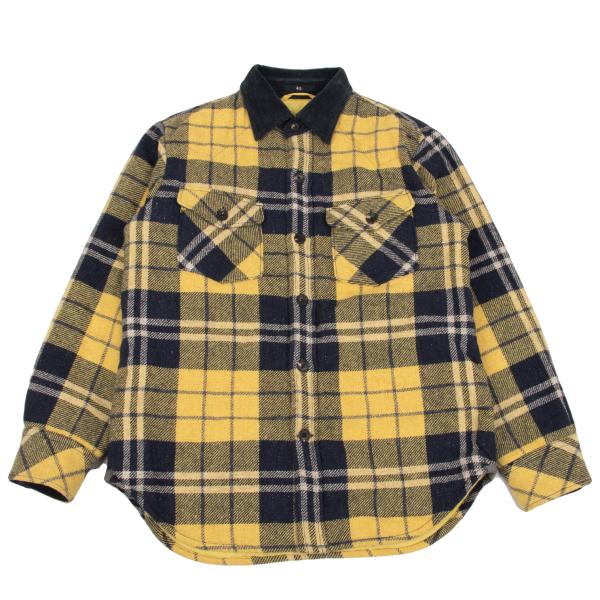 45rpm Quilted Padded Check CPO Jacket Yellow/Navy Size 5