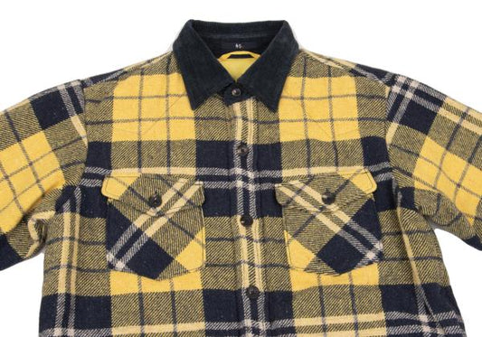 45rpm Quilted Padded Check CPO Jacket Yellow/Navy Size 5