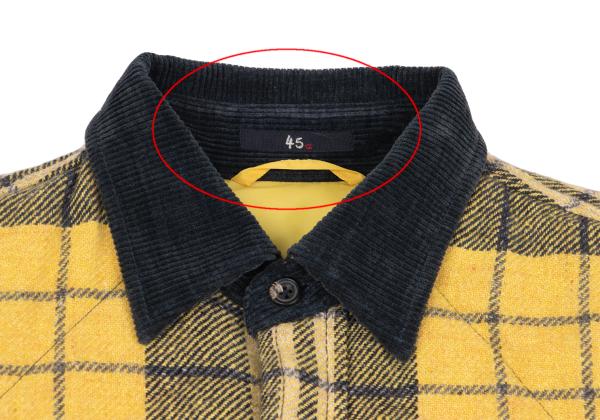 45rpm Quilted Padded Check CPO Jacket Yellow/Navy Size 5