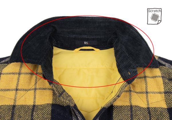 45rpm Quilted Padded Check CPO Jacket Yellow/Navy Size 5