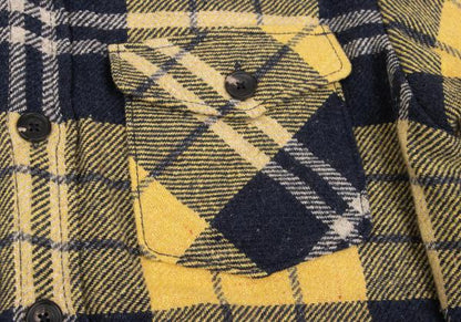 45rpm Quilted Padded Check CPO Jacket Yellow/Navy Size 5