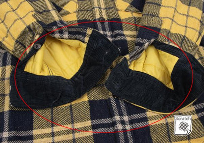 45rpm Quilted Padded Check CPO Jacket Yellow/Navy Size 5