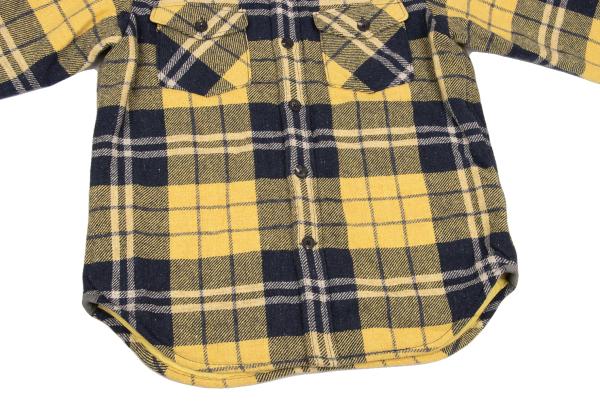 45rpm Quilted Padded Check CPO Jacket Yellow/Navy Size 5