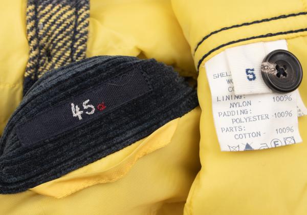 45rpm Quilted Padded Check CPO Jacket Yellow/Navy Size 5