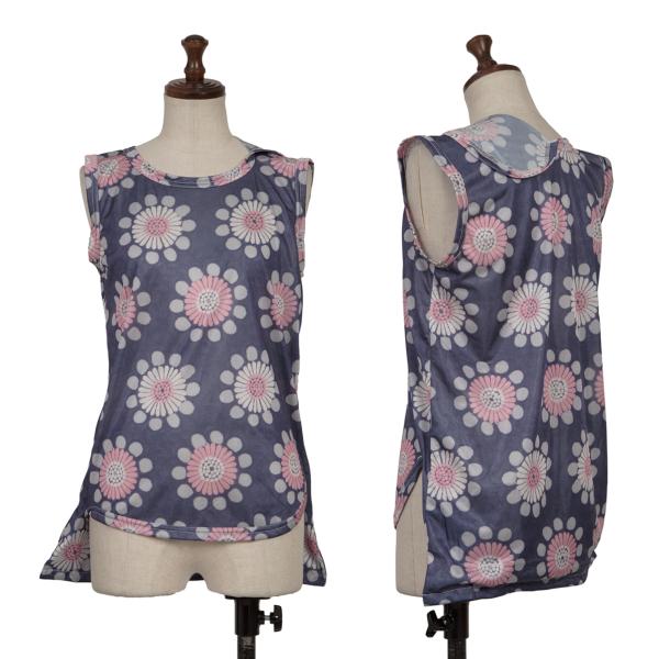 COMME des GARCONS Poly Pattern Irregular Top Navy Size S