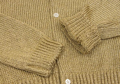 COMME des GARCONS Rayon Poly Lame Knit Cardigan Gold Size S