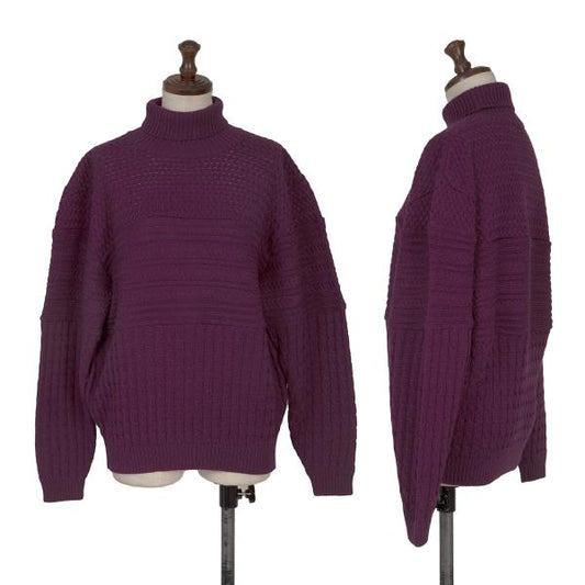 KENZO Composition Knit Panel Sweater Purple Size 38