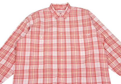 Papas Cotton Overcheck Long Sleeve Shirt Red Size M