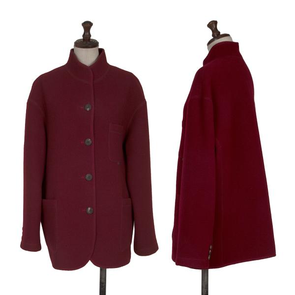 Mademoiselle NON NON Wool Stand Jacket Burgundy Size M