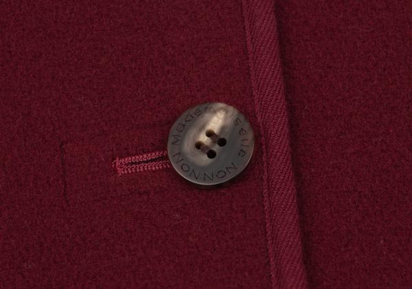 Mademoiselle NON NON Wool Stand Jacket Burgundy Size M