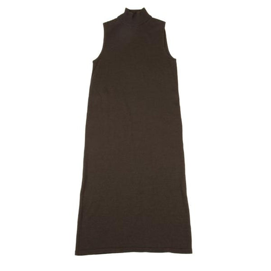 KENZO Wool Silk High Neck Sleeveless Knit Dress Brown Size M