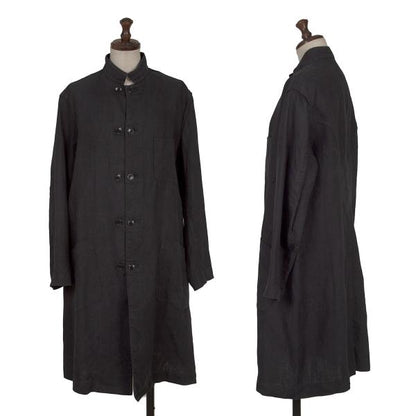 Y's Linen Mao Collar Long Jacket Size M