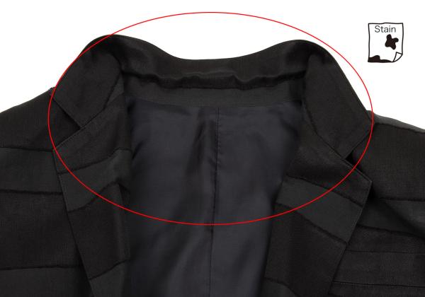 Y's Cotton Blend Border Weave Short Jacket Black Size M