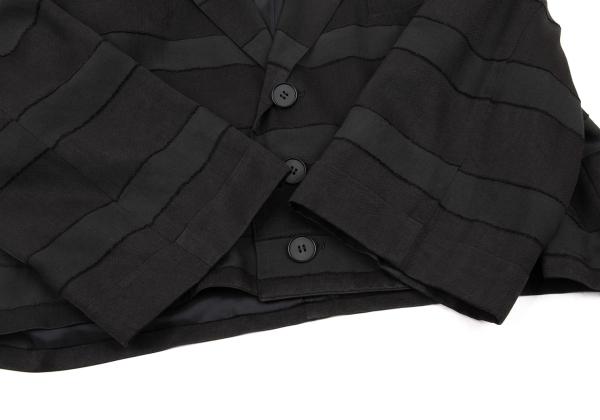 Y's Cotton Blend Border Weave Short Jacket Black Size M