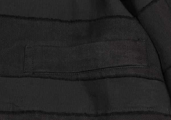 Y's Cotton Blend Border Weave Short Jacket Black Size M