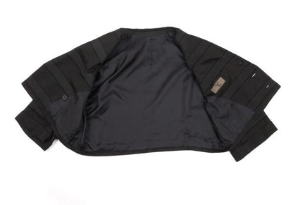 Y's Cotton Blend Border Weave Short Jacket Black Size M