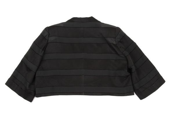 Y's Cotton Blend Border Weave Short Jacket Black Size M