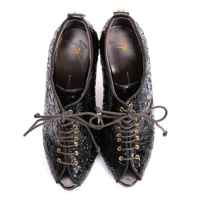 GIUSEPPE ZANOTTI Patent Embossed Heels Black Size 36 (22cm)