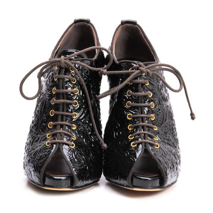 GIUSEPPE ZANOTTI Patent Embossed Heels Black Size 36 (22cm)