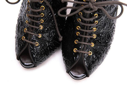 GIUSEPPE ZANOTTI Patent Embossed Heels Black Size 36 (22cm)