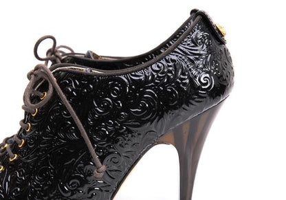 GIUSEPPE ZANOTTI Patent Embossed Heels Black Size 36 (22cm)