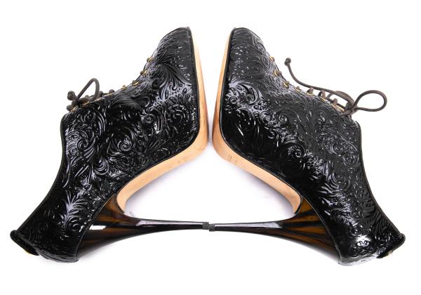 GIUSEPPE ZANOTTI Patent Embossed Heels Black Size 36 (22cm)
