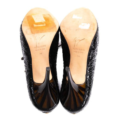 GIUSEPPE ZANOTTI Patent Embossed Heels Black Size 36 (22cm)