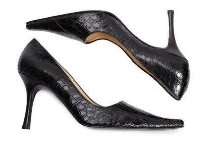 GIUSEPPE ZANOTTI Croco Embossed Heels Black Size 36 (23cm)