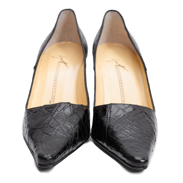 GIUSEPPE ZANOTTI Croco Embossed Heels Black Size 36 (23cm)